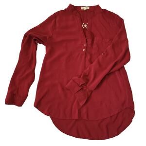 CHOCOLATE U.S.A. Women's Red Long Sleeve Blouse with Lattice Detail on Back Sz M